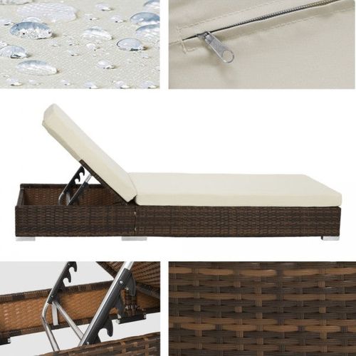 Lot De Deux Chaises Longue Bain De Soleil En Résine Tressé Poly Rotin + Table + Deux