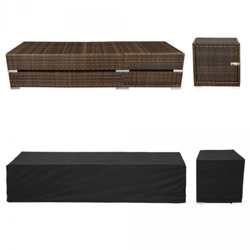 Lot De Deux Chaises Longue Bain De Soleil En Résine Tressé Poly Rotin + Table + Deux