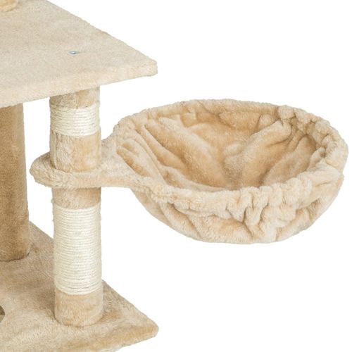 Arbre à Chat Griffoir Grattoir Niche Jouet Animaux Peluché Beige 141 Cm 08_0000513
