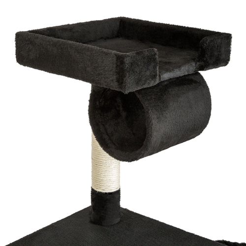 Arbre à Chat Griffoir Grattoir Niche Jouet Animaux Peluché Noir 141 Cm 08_0000514