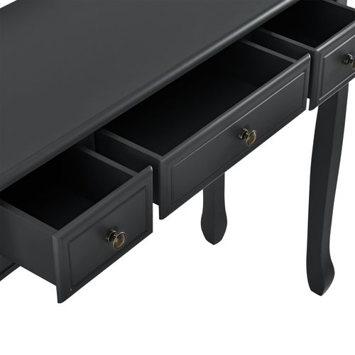 Table Console D Entrée Salon Avec 3 Tiroirs Mdf Pieds En Pin 100 Cm Noir 03_0004179/2