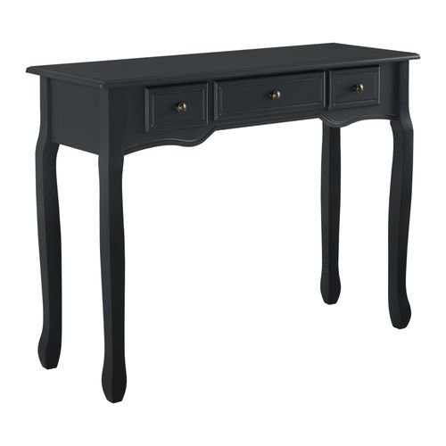 Table Console D Entrée Salon Avec 3 Tiroirs Mdf Pieds En Pin 100 Cm Noir 03_0004179/2
