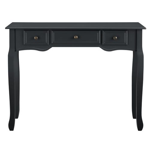 Table Console D Entrée Salon Avec 3 Tiroirs Mdf Pieds En Pin 100 Cm Noir 03_0004179/2