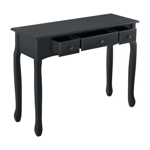 Table Console D Entrée Salon Avec 3 Tiroirs Mdf Pieds En Pin 100 Cm Noir 03_0004179/2
