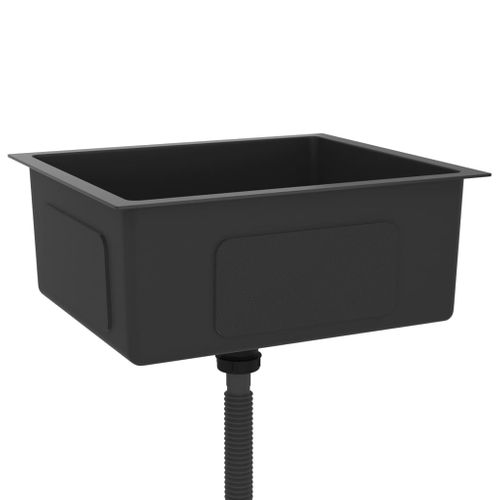 Évier De Cuisine Fait Main 51 X 44 Cm Acier Inoxydable Noir 02_0002454