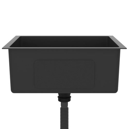 Évier De Cuisine Fait Main 51 X 44 Cm Acier Inoxydable Noir 02_0002454