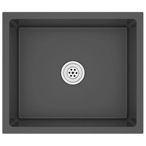 Évier De Cuisine Fait Main 51 X 44 Cm Acier Inoxydable Noir 02_0002454