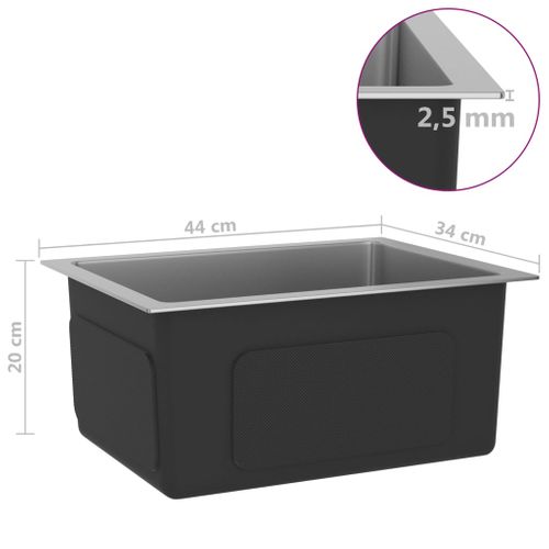 Évier De Cuisine Fait Main 44 X 34 Cm Acier Inoxydable Argenté 02_0002457