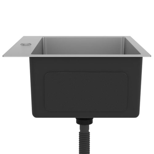 Évier De Cuisine Fait Main 55 X 44 Cm Acier Inoxydable Argenté 02_0002461