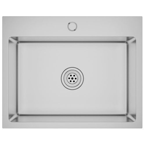 Évier De Cuisine Fait Main 55 X 44 Cm Acier Inoxydable Argenté 02_0002461