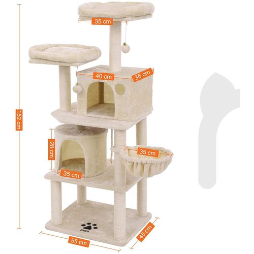 Arbre à Chat Colonne En Sisal Panier Et 2 Niches Tour à Chat Pour Chats 12_0000144