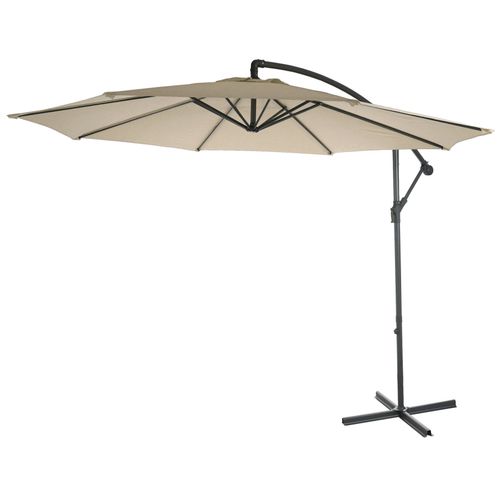 Parasol Déporté Protection Solaire D. 3m Inclinable Polyester/acier 11kg Crème Avec Support 04_0000