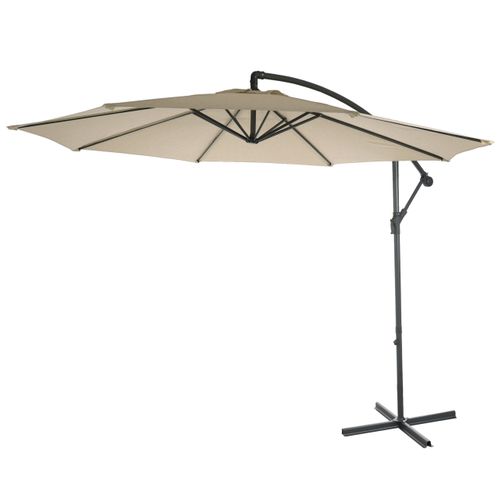 Parasol Déporté Protection Solaire D. 3m Inclinable Polyester/acier 11kg Crème Sans Support 04_0000