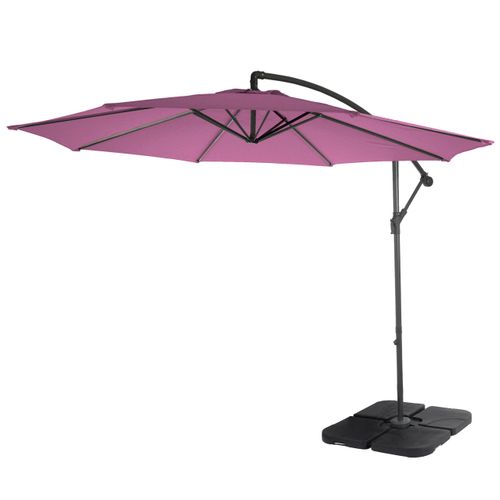 Parasol Déporté Protection Solaire D. 3m Inclinable Polyester/acier 11kg Rouge Lavande Avec Support
