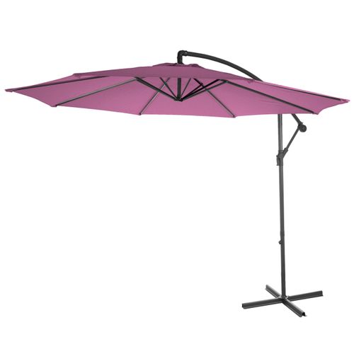 Parasol Déporté Protection Solaire D. 3m Inclinable Polyester/acier 11kg Rouge Lavande Sans Support