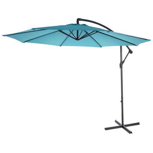 Parasol Déporté Protection Solaire D. 3m Inclinable Polyester/acier 11kg Bleu Avec Support 04_00009
