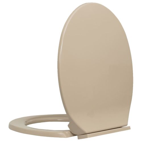 Siège De Toilette Abattant Wc Avec Couvercle Fermeture En Douceur Beige Ovale 02_0002
