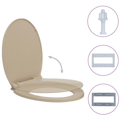 Siège De Toilette Abattant Wc Avec Couvercle Fermeture En Douceur Beige Ovale 02_0002