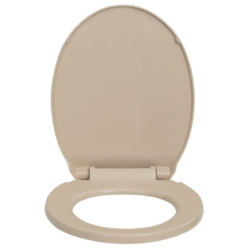 Siège De Toilette Abattant Wc Avec Couvercle Fermeture En Douceur Beige Ovale 02_0002