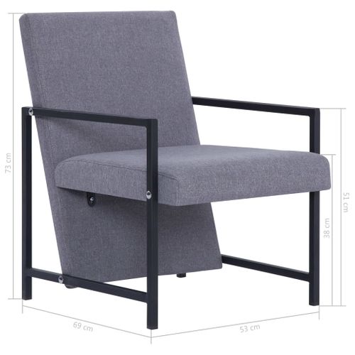 Fauteuil Chaise Siège Lounge Design Club Sofa Salon Avec Pieds En Chrome Gris Clair T