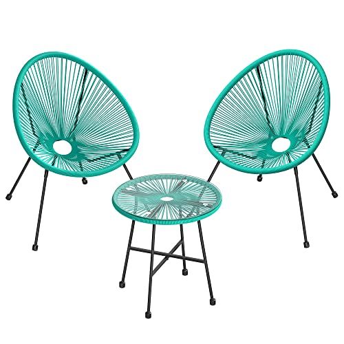 Salon De Jardin Lot 3 Meubles De Terrasse Chaises D'extérieur Acapulco Avec Table En Verre