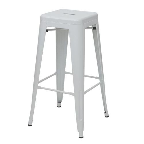 Tabouret De Bar Design Industriel En Métal Empilable Blanc 04_0005254