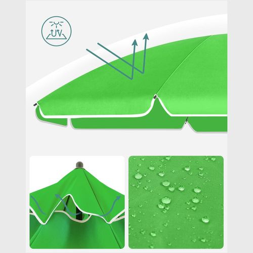 Parasol De Jardin Diamètre 2 M Ombrelle Protection Upf 50+ Inclinable Portable Résist