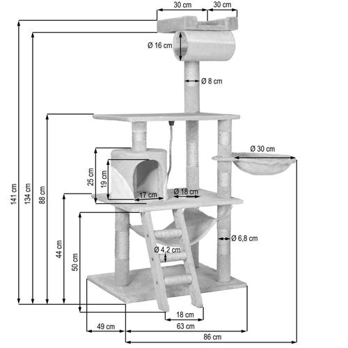 Arbre à Chat 141 Cm Noir 3708130