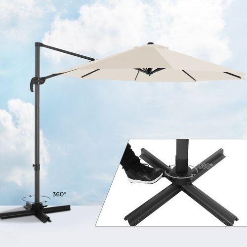 Parasol Décentré De Jardin Ombrelle De Terrasse Rotatif à 360° Diamètre 3 M Protectio