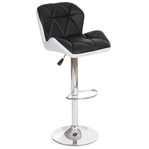 Tabouret De Bar Chaise De Comptoir Hauteur Réglable En Synthétique Noir Cadre En Acier Chromé 04_0