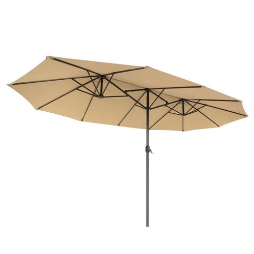 Parasol Double 460 X 270 Cm Ombrelle Extra Large Pour Terrasse Protection Upf 50+ Avec Manivelle