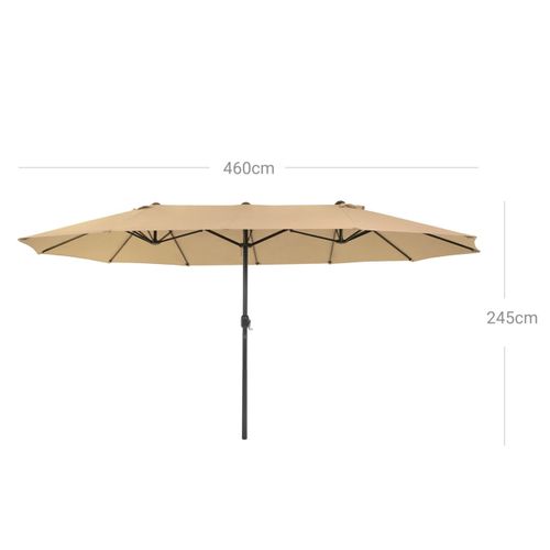 Parasol Double 460 X 270 Cm Ombrelle Extra Large Pour Terrasse Protection Upf 50+ Avec Manivelle