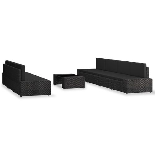 Salon De Jardin Meuble D'extérieur Ensemble De Mobilier 8 Pièces Résine Tressée Noir