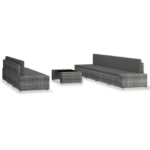 Salon De Jardin Meuble D'extérieur Ensemble De Mobilier 8 Pièces Résine Tressée Gris