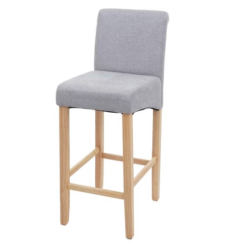 Tabouret De Bar Chaise De Comptoir X1 Avec Repose-pieds Design Classique En Tissu Gris Clair Pieds