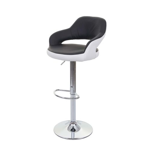 Tabouret De Bar Chaise De Bar Tabouret De Comptoir Pivotant Avec Dossier En Pvc Noir Et Blanc 04_0