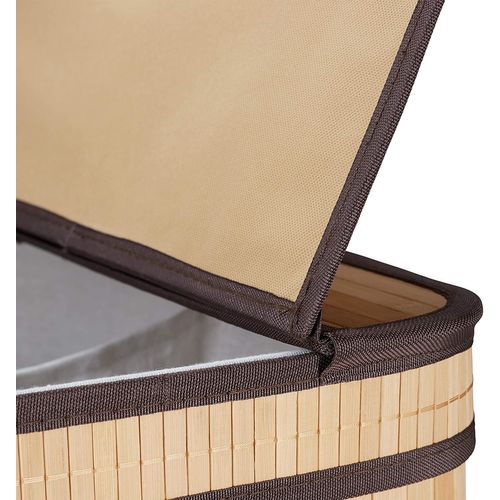 Panier à Linge Couvercle 2 Compartiments 72 Litres Bambou 13_0001910