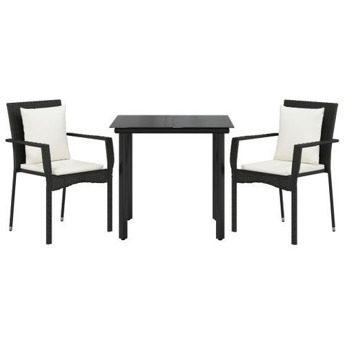 Ensemble De Salle à Manger De Jardin Meuble Extérieur Avec Coussins 3 Pièces Noir 02_