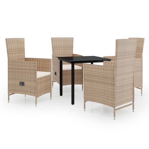 Ensemble De Salle à Manger De Jardin Meuble Extérieur Avec Coussins 5 Pièces Beige 02