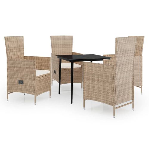 Ensemble De Salle à Manger De Jardin Meuble Extérieur Avec Coussins 5 Pièces Beige 02