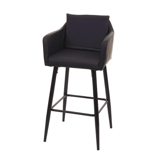 Tabouret De Bar Chaise Haute Comptoir Avec Repose-pieds En Métal Assise En Synthétique Noir Design