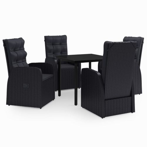 Ensemble De Salle à Manger De Jardin Meuble Extérieur Avec Coussins 5 Pièces Noir 02_