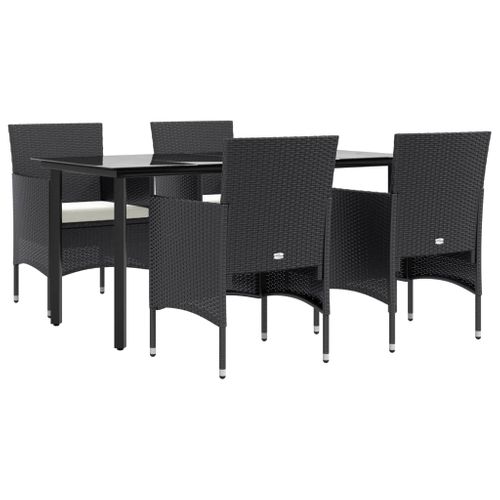 Ensemble De Salle à Manger De Jardin Meuble Extérieur Avec Coussins 5 Pièces Noir 02_