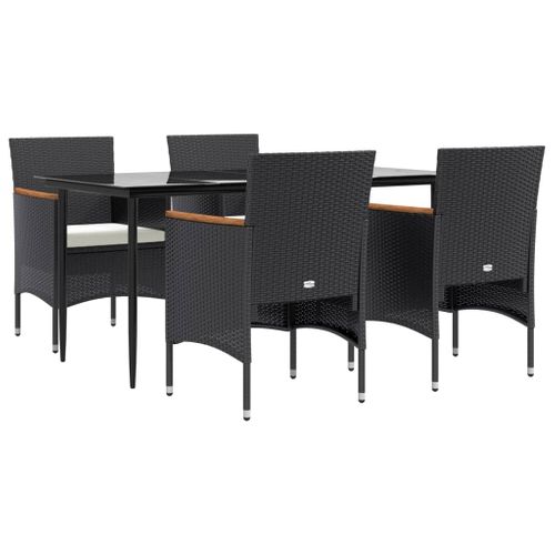 Ensemble De Salle à Manger De Jardin Meuble Extérieur Avec Coussins 5 Pièces Noir 02_