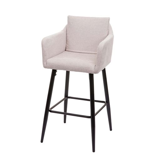 Tabouret De Bar Chaise Haute Comptoir Avec Repose-pieds En Métal Assise En Tissu Crème