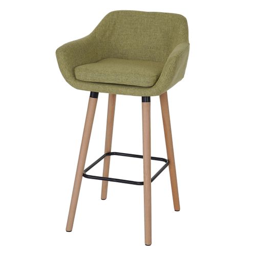 Tabouret De Bar Chaise De Bar Comptoir X1 Avec Repose-pieds En Tissu Vert Clair 04_0005302