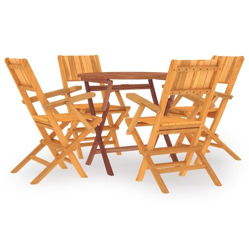 Ensemble à Dîner Salon De Jardin Meuble D'extérieur 5 Pièces Bois De Teck Massif 02_0