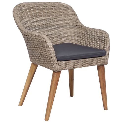 Ensemble à Dîner Salon De Jardin Meuble D'extérieur 7 Pièces Résine Tressée Marron 02