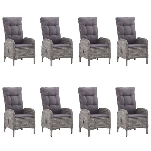 Ensemble à Dîner Salon De Jardin Meuble D'extérieur 9 Pièces Résine Tressée Et Verre