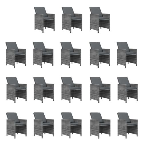 Ensemble à Dîner Salon De Jardin Meuble D'extérieur Coussins 19 Pièces Résine Tressée